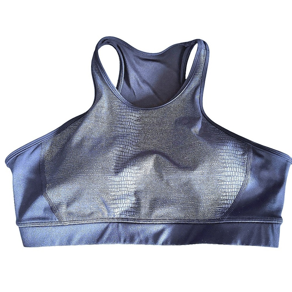 Zyia Active Sports‎ Bra Women XXL Black Excellent Kakadu Mesh Croc High Neck